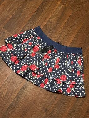 NWT West 36th Street Polka Dot Floral Mini Ruffle Skirt Size Medium